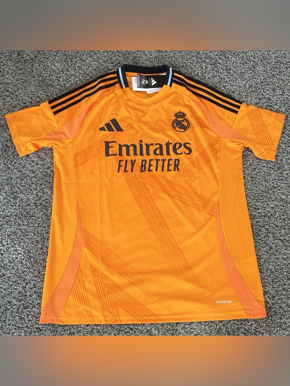 Adidas Real Madrid Away 2024/2025 Soccer Jersey Orange Mens Small Slim IU5013